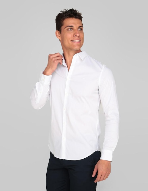 Camisa casual Calvin Klein de algodón manga larga para hombre