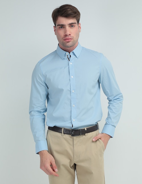 Camisa casual de algodón manga larga para hombre 1