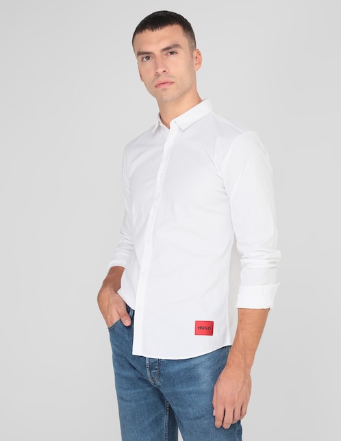 Camisa casual HUGO de algodón manga larga para hombre