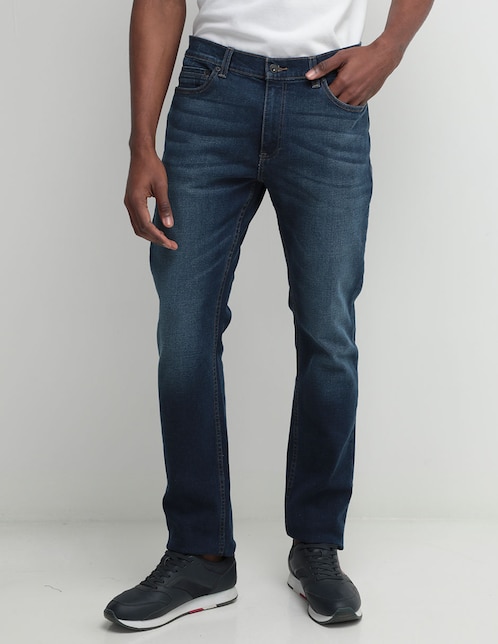 Jeans straight deslavado para hombre 1