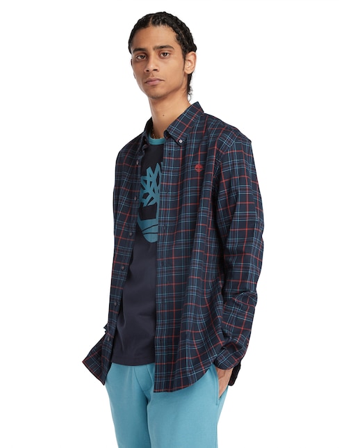 Camisa casual de algodón manga larga para hombre