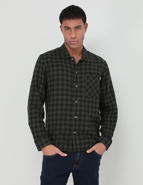 Camisa casual de algodón manga larga para hombre Camisa casual de algodón manga larga para hombre