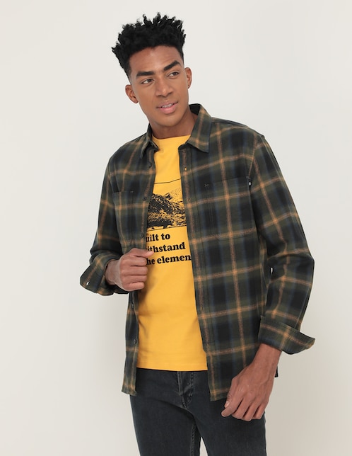 Camisa casual de algodón manga larga para hombre
