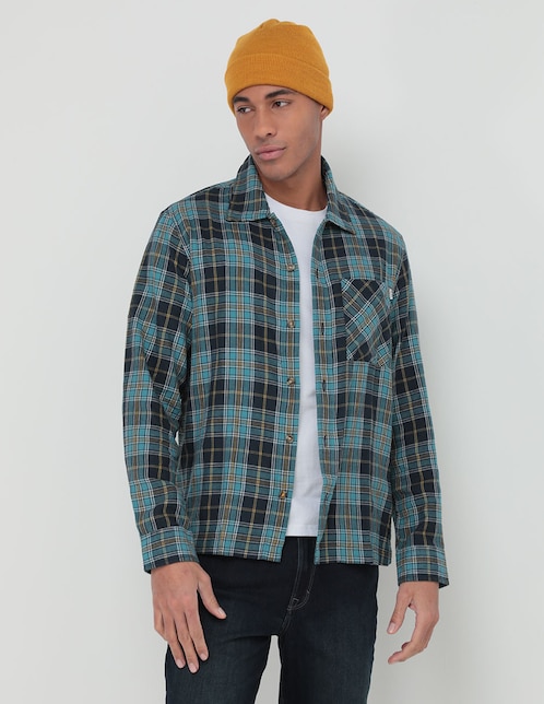 Camisa casual de algodón manga larga para hombre