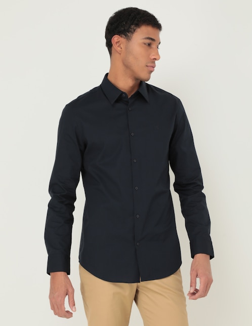 Camisa casual de algodón manga larga para hombre 1