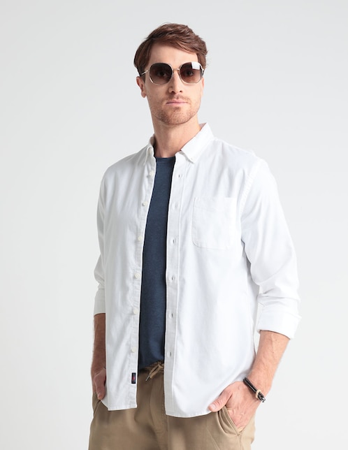 Camisa casual de algodón manga larga para hombre 1