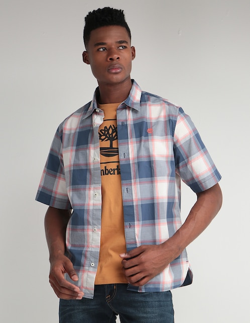 Camisa casual de algodón manga corta para hombre