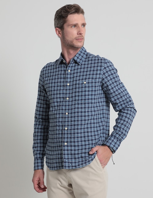 Camisa casual de algodón manga larga para hombre 1