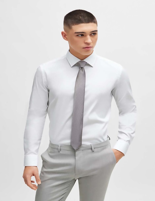 Camisa business casual HUGO de algodón manga larga para hombre
