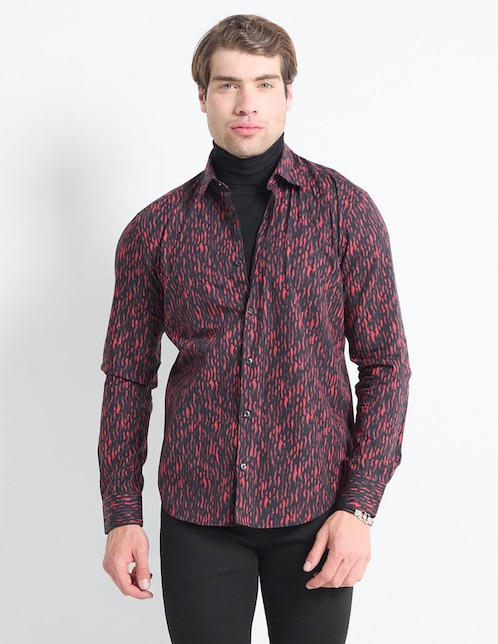 Camisa casual de algodón manga larga para hombre