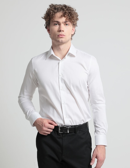Camisa de vestir de algodón manga larga para hombre