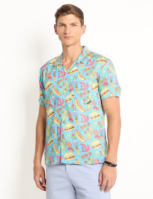 Camisa casual Boardies de algodón manga corta para hombre