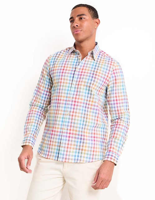 Camisa casual de algodón manga larga para hombre 1