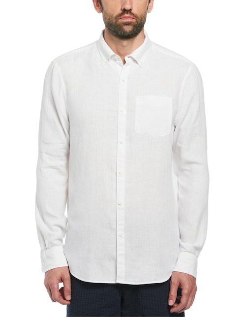 Camisa casual Original Penguin de lino manga larga para hombre