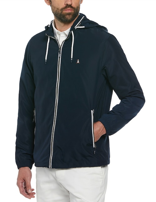 Chamarra casual Original Penguin impermeable capucha desmontable para hombre