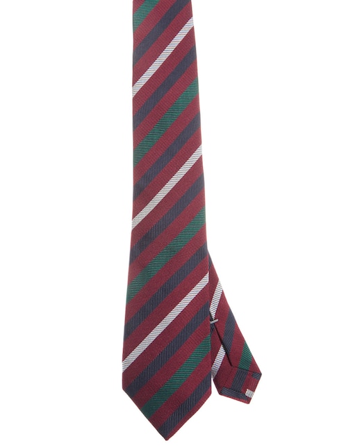 Corbata regular de seda estampado a rayas para hombre 1