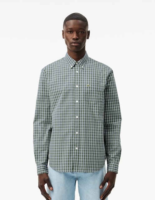 Camisa casual Lacoste de algodón manga larga para hombre