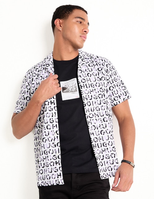 Camisa casual de algodón manga corta para hombre