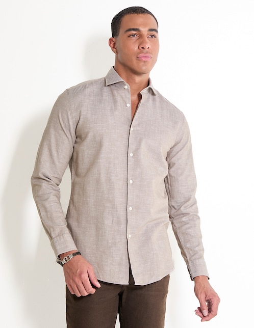 Camisa casual Hugo de algodón manga larga para hombre