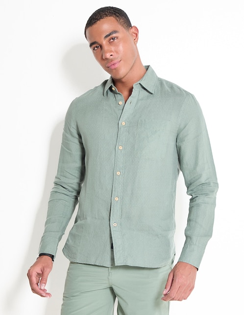 Camisa casual de algodón manga larga para hombre 1