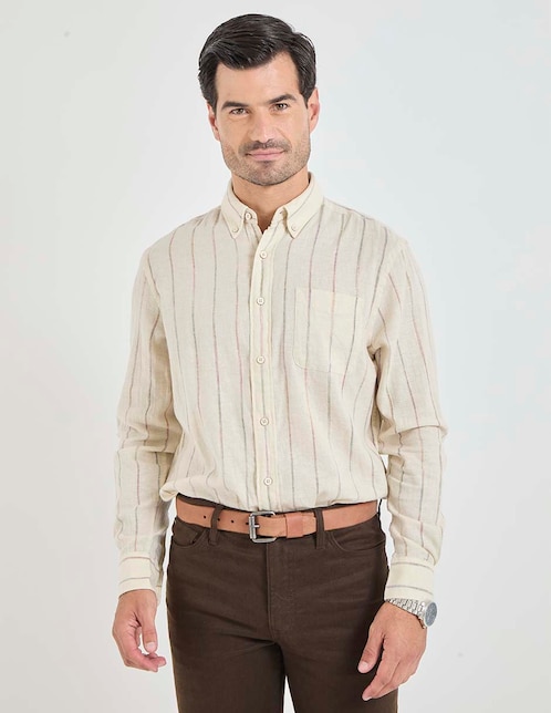Camisa casual de algodón manga larga para hombre 1