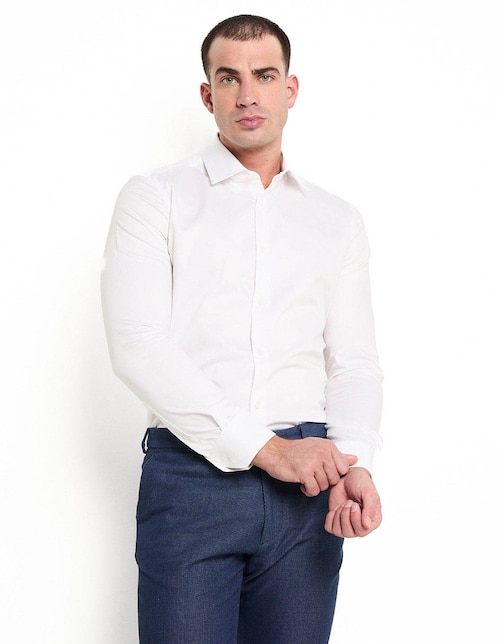 Camisa formal de algodón manga larga para hombre 1