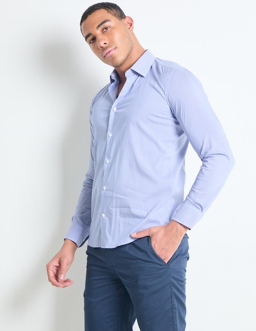 Camisa casual manga larga para hombre 1