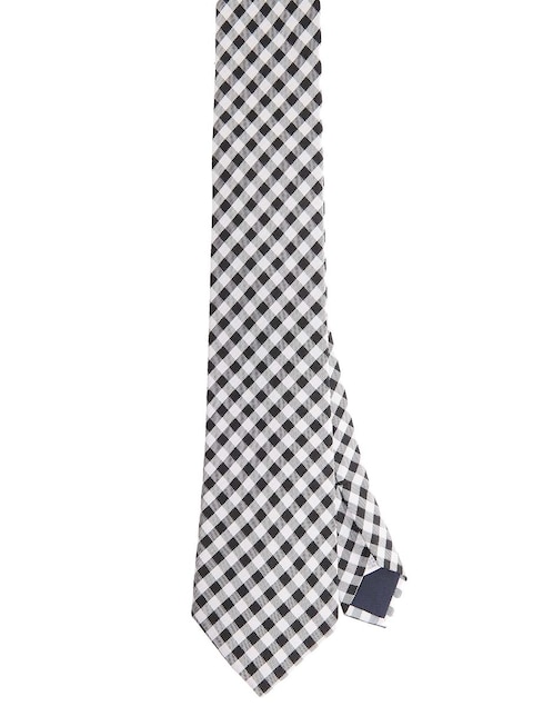 Corbata regular de seda estampado a cuadros para hombre 1