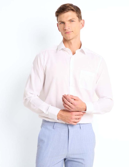 Camisa de vestir de algodón manga larga para hombre 1