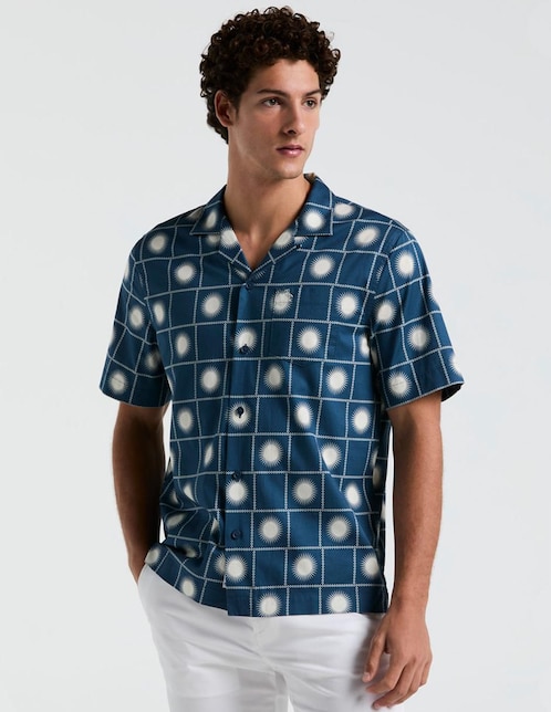 Camisa casual de algodón manga corta para hombre
