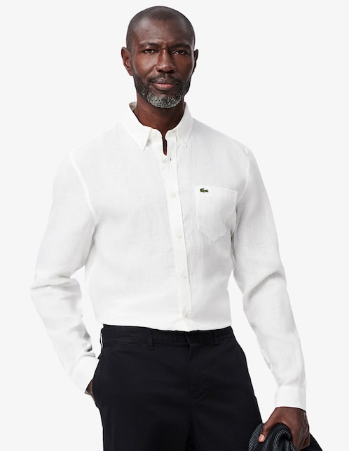 Camisa casual Lacoste de lino manga larga para hombre