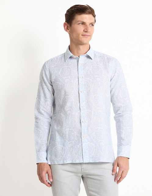 Camisa casual de algodón manga larga para hombre 1