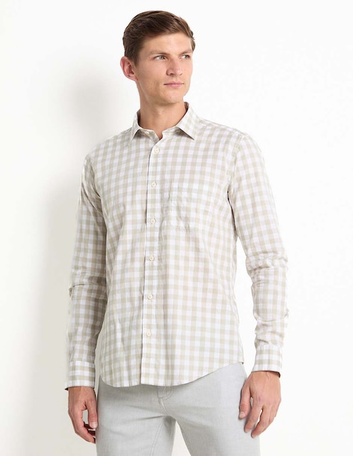 Camisa casual de algodón manga larga para hombre 1
