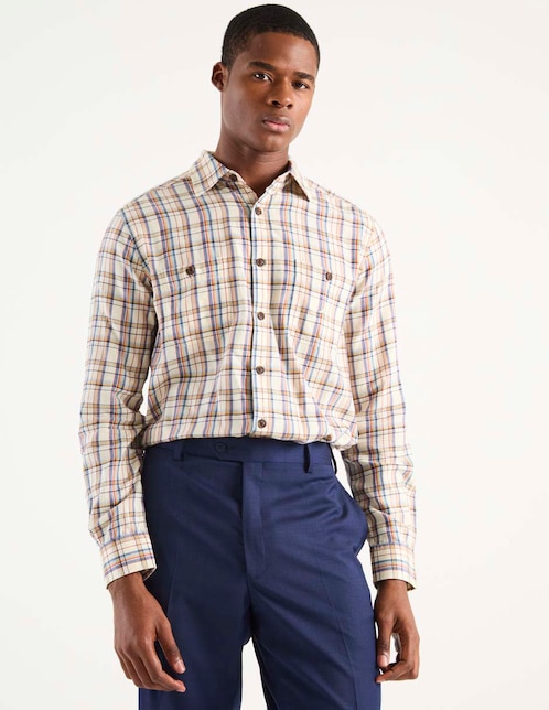 Camisa casual Nautica de algodón manga larga para hombre