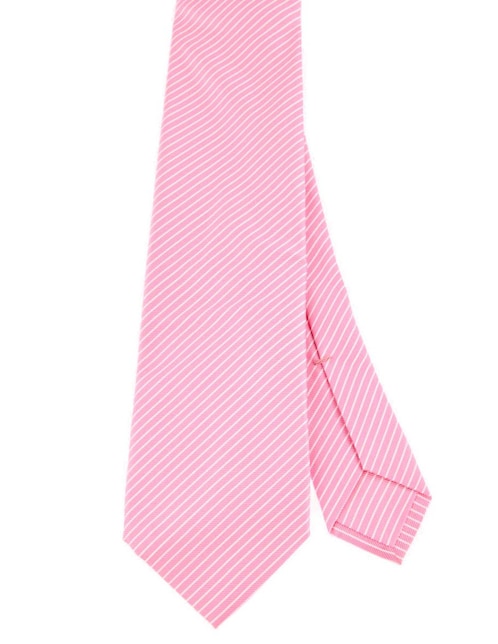 Corbata regular de seda estampado a rayas para hombre 1