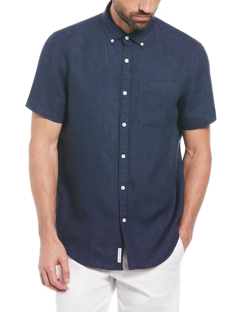 Camisa casual Original Penguin de lino manga corta para hombre