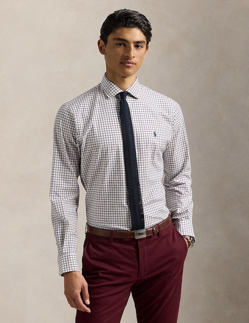 Camisa casual Polo RL de algodón manga larga para hombre