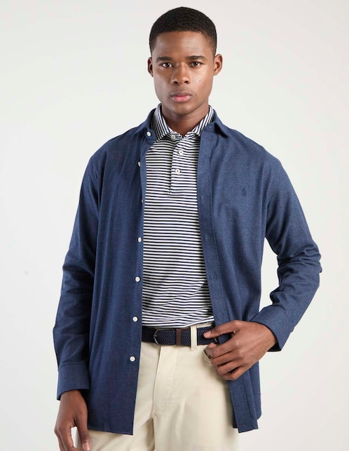 Sobrecamisa casual polo RL de algodón manga larga para hombre