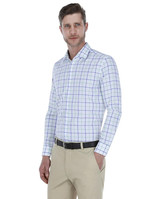Camisa business casual Scappino de algodón manga larga para hombre