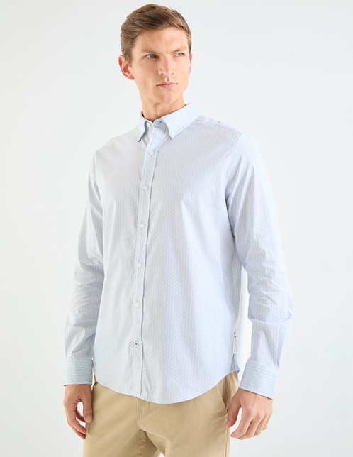 Camisa casual Nautica de algodón manga larga para hombre
