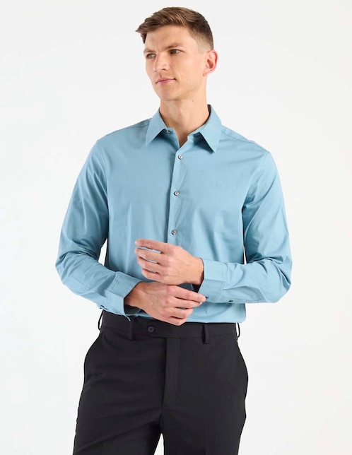 Camisa de vestir Calvin Klein de algodón manga larga para hombre