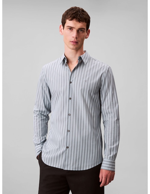 Camisa casual Calvin Klein de algodón manga larga para hombre