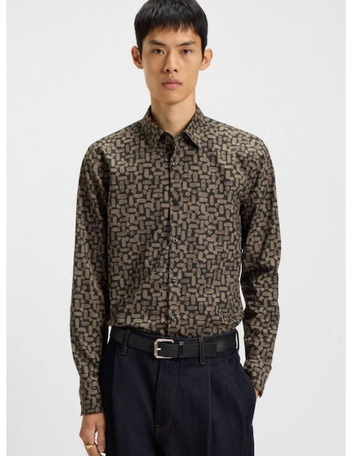 Camisa casual Hugo de algodón manga larga para hombre