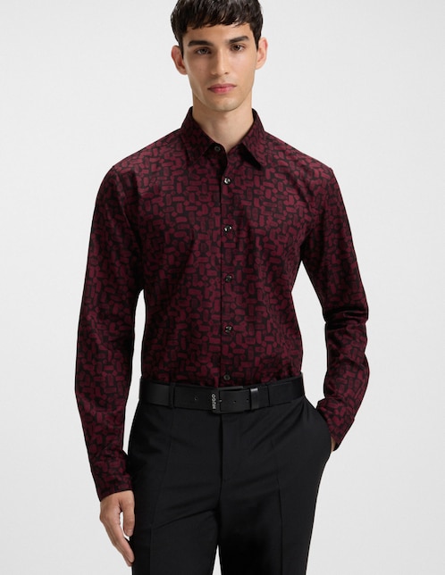 Camisa casual Hugo de algodón manga larga para hombre
