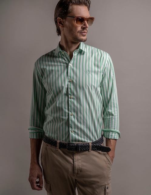 Camisa casual de algodón manga larga para hombre 1
