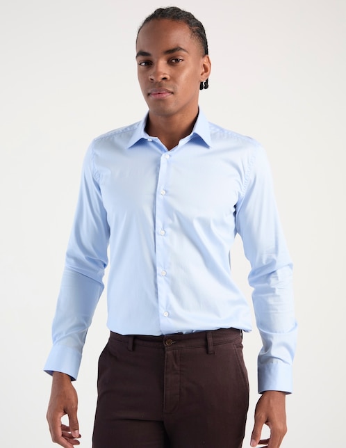 Camisa de vestir de algodón manga larga para hombre 1