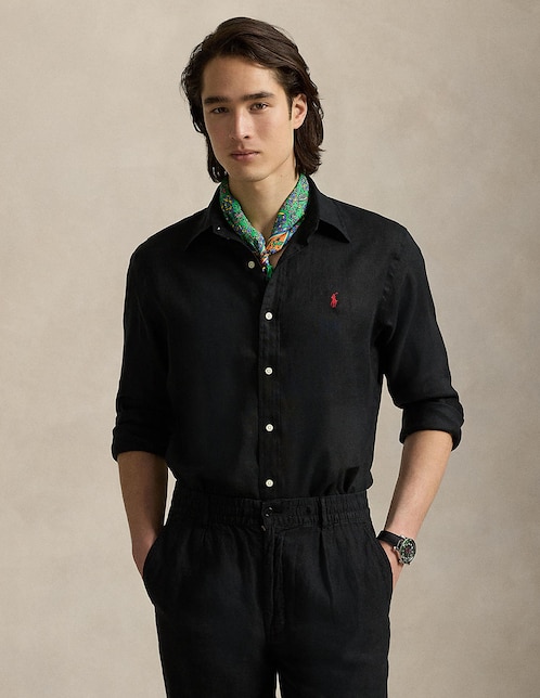 Camisa casual Polo Ralph Lauren de algodón manga larga para hombre