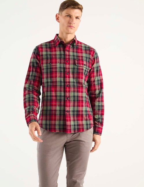 Camisa casual de algodón manga larga para hombre