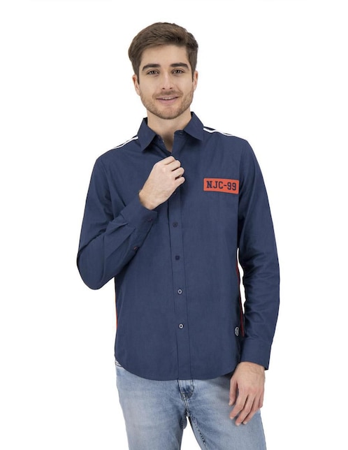 "camisa/sobrecamisa" casual nautica jeans "de" (si aplica) algodón "manga" larga "para hombre"
