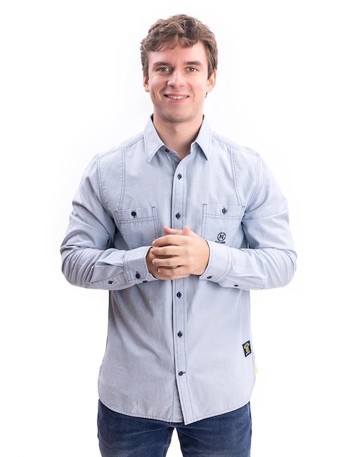 Camisa casual Nautica Jeans de algodón manga larga para hombre